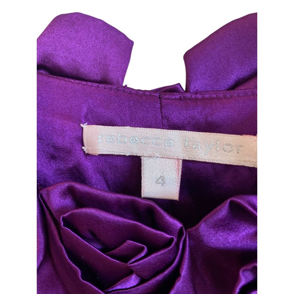 Rebecca Taylor Silk Purple Flower Rose Accent Sleeveless Blouse Top 4 Small ** - Picture 9 of 15